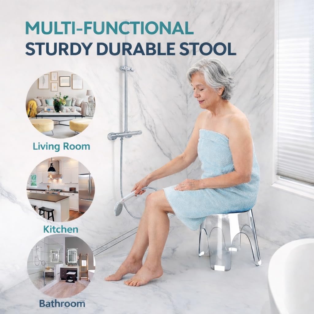 Acrylic Small Shower Stool for Inside Shower Waterproof Bathroom Stool