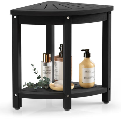 Waterproof HIPS Corner Shower Stool for Inside Shower, 17.2"H, White
