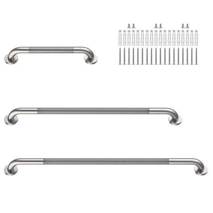 3 Pack Anti Slip Shower Grab Bar, Munzong 12" 16" 16" White Bathroom Bar
