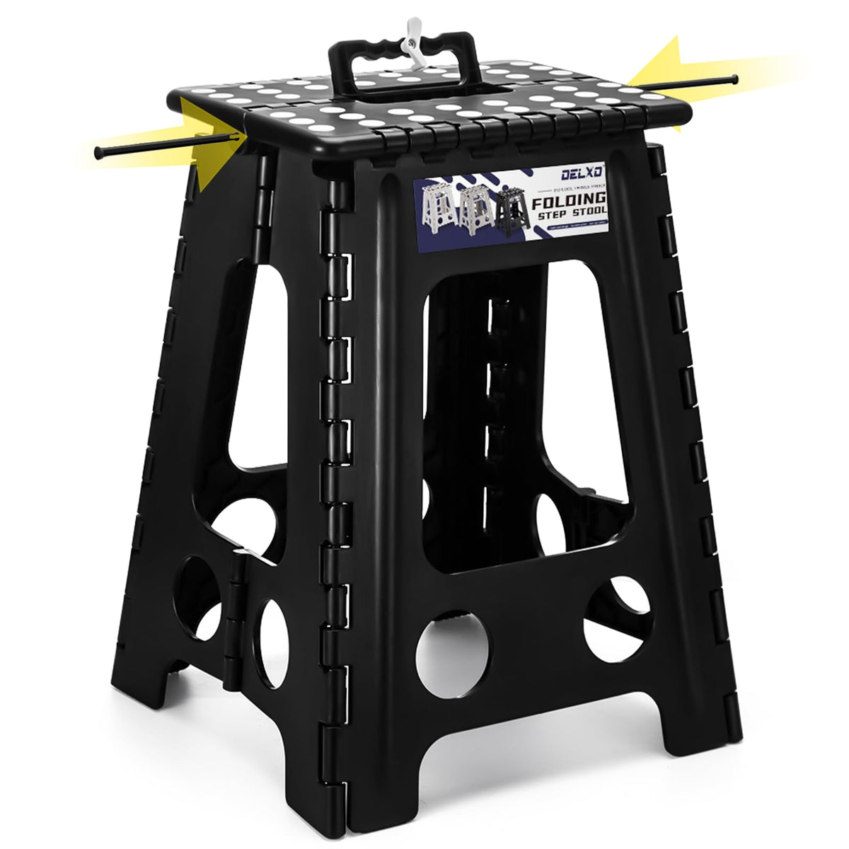 Delxo Folding Step Stool 13 Inch,300 Lbs Step Stool for Adults Black