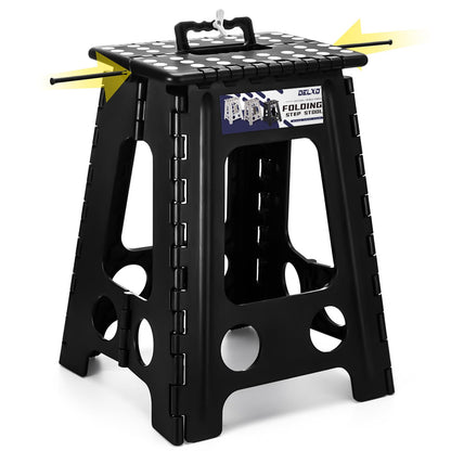 Delxo Folding Step Stool 13 Inch,300 Lbs Step Stool for Adults Black