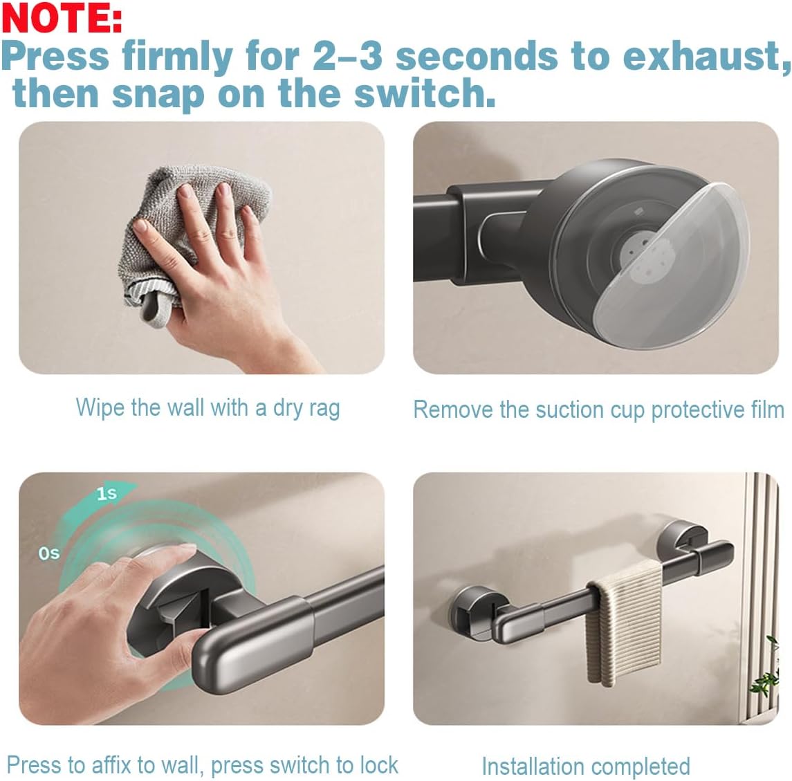 Shower Grab Bars Suction,Suction Grab Bars for Shower,Gray,16″2PCS