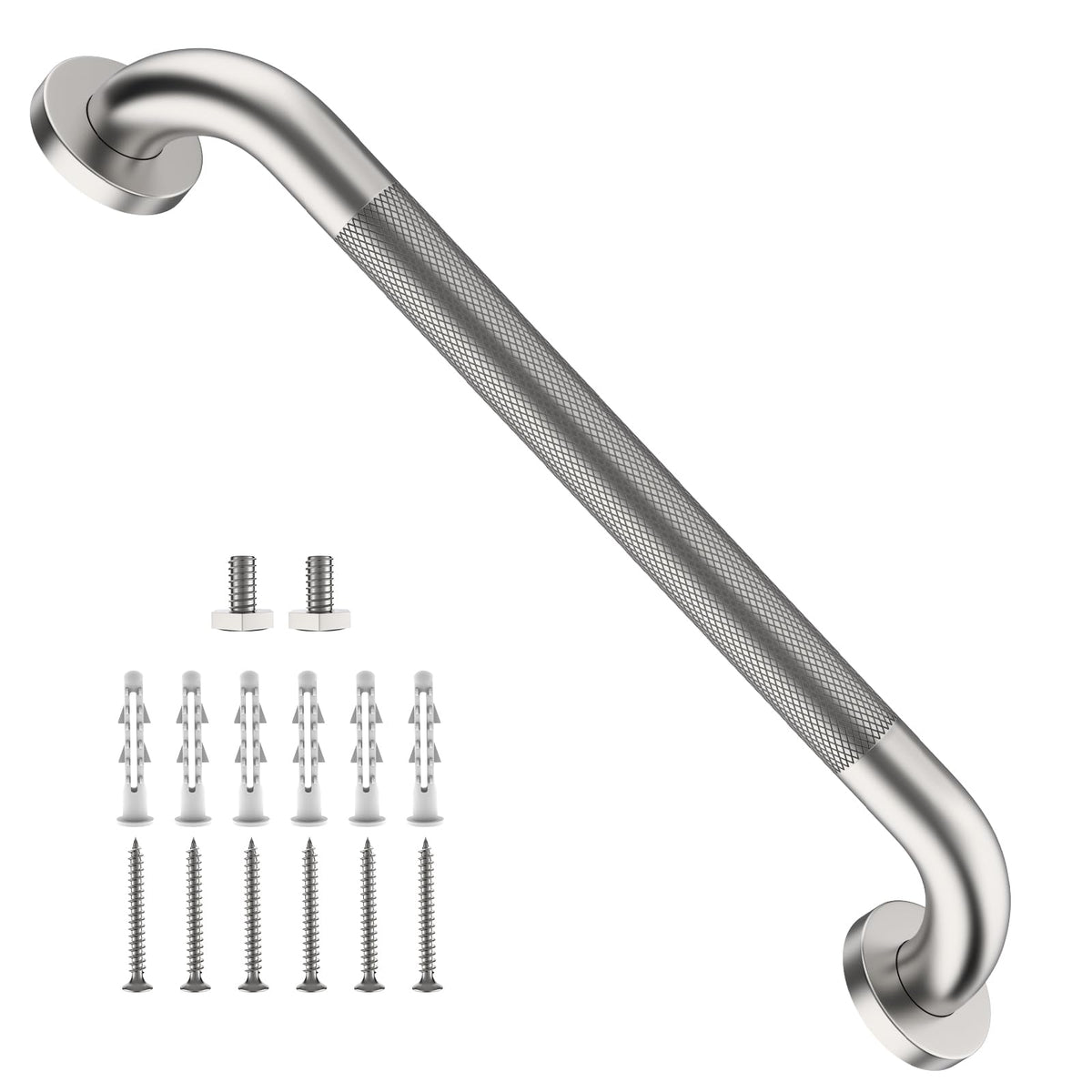 ZUEXT 2 Pack 16 Inch Chrome Anti Slip Shower Grab Bar with Knurled Grip