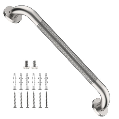 ZUEXT 2 Pack 16 Inch Chrome Anti Slip Shower Grab Bar with Knurled Grip