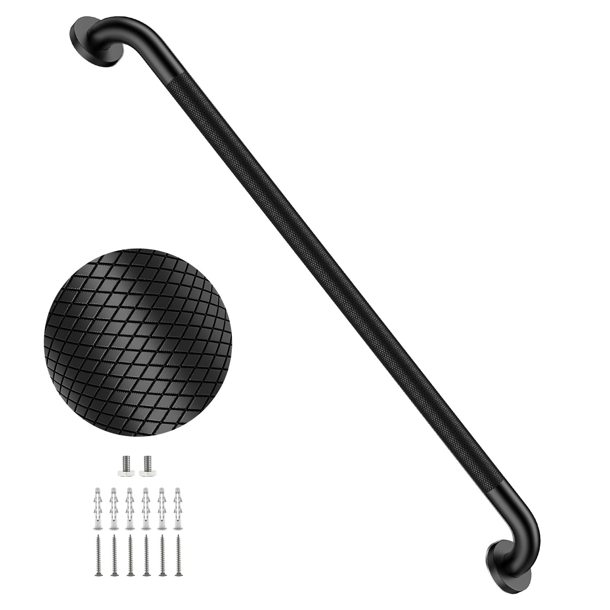 2 Pack 24 Inch Polished Chrome Anti Slip Knurled Shower Grab Bar