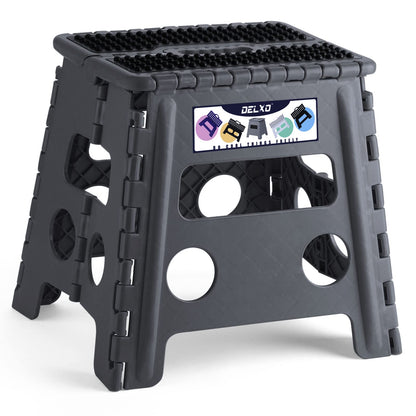 Delxo Folding Step Stool 13 Inch,300 Lbs Step Stool for Adults Black
