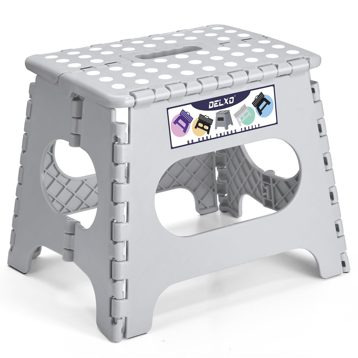 Delxo Folding Step Stool 13 Inch,300 Lbs Step Stool for Adults Black