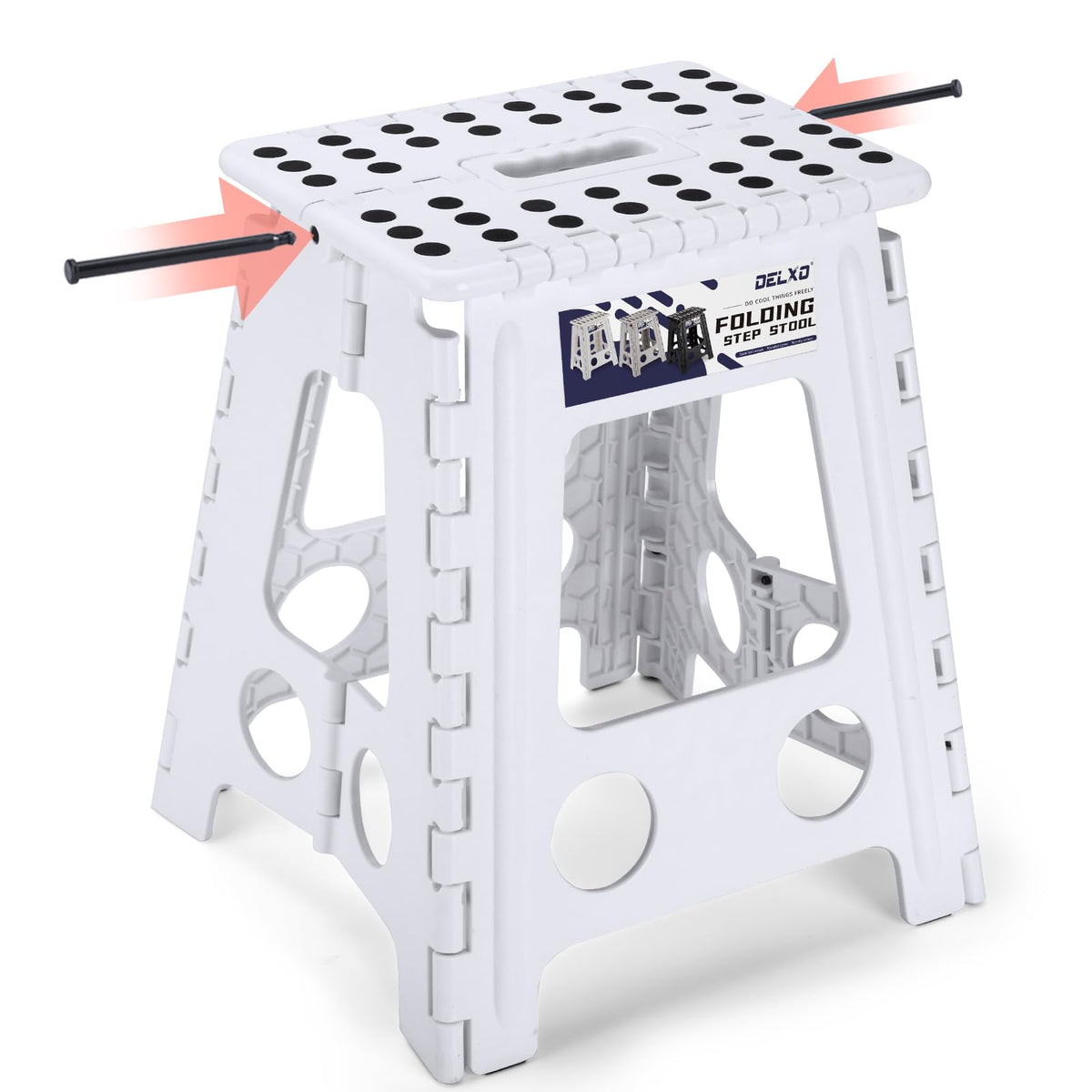 Delxo Folding Step Stool 13 Inch,300 Lbs Step Stool for Adults Black