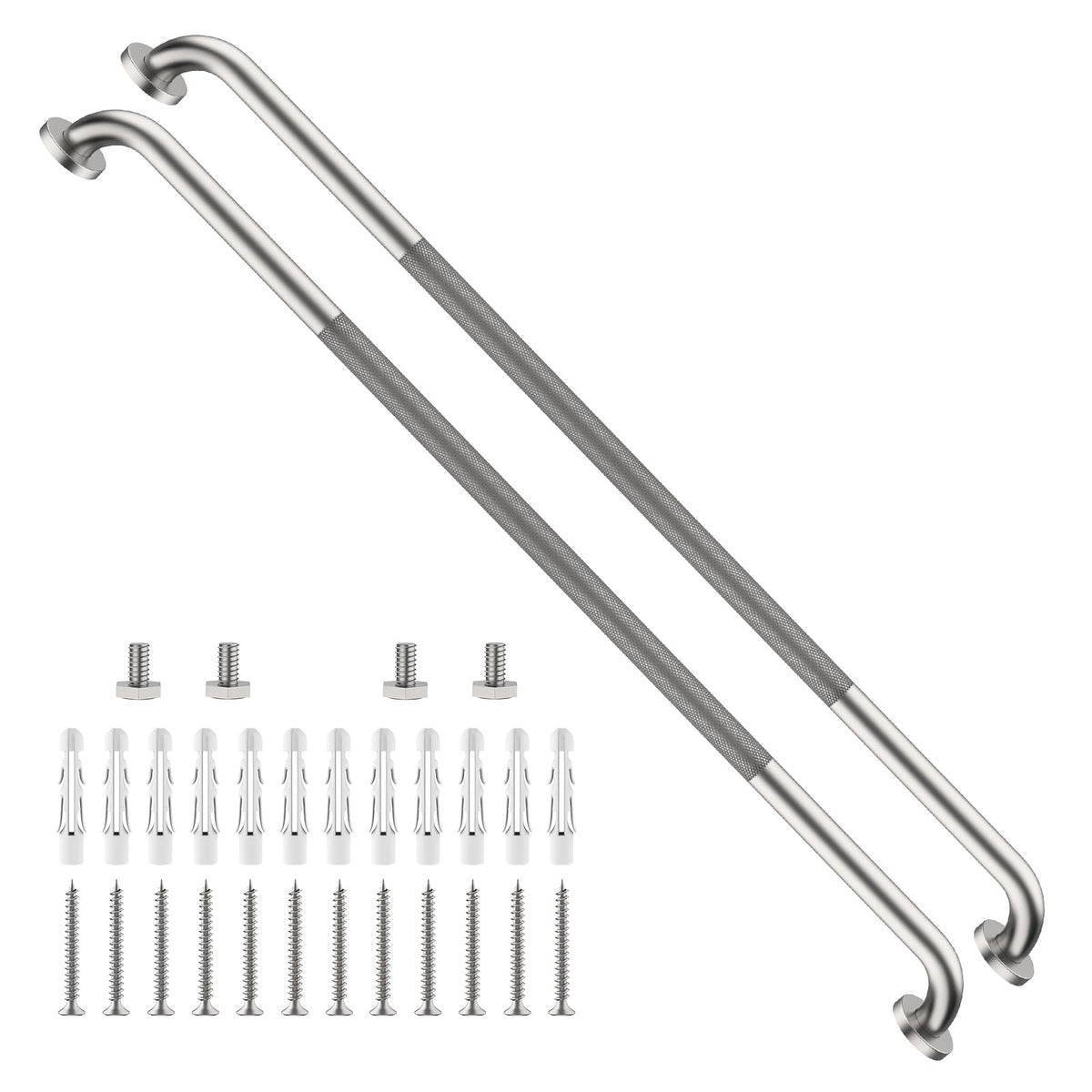 ZUEXT 2 Pack 16 Inch Chrome Anti Slip Shower Grab Bar with Knurled Grip