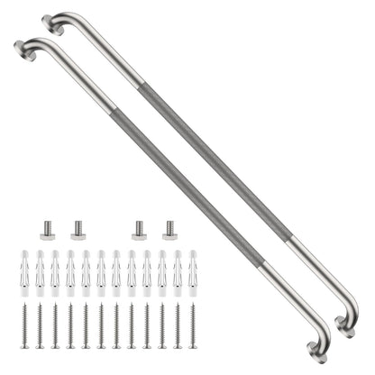 ZUEXT 2 Pack 16 Inch Chrome Anti Slip Shower Grab Bar with Knurled Grip
