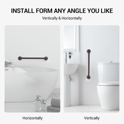 2 Pack 16 Inch Grab Bars for Wall Oil Brown