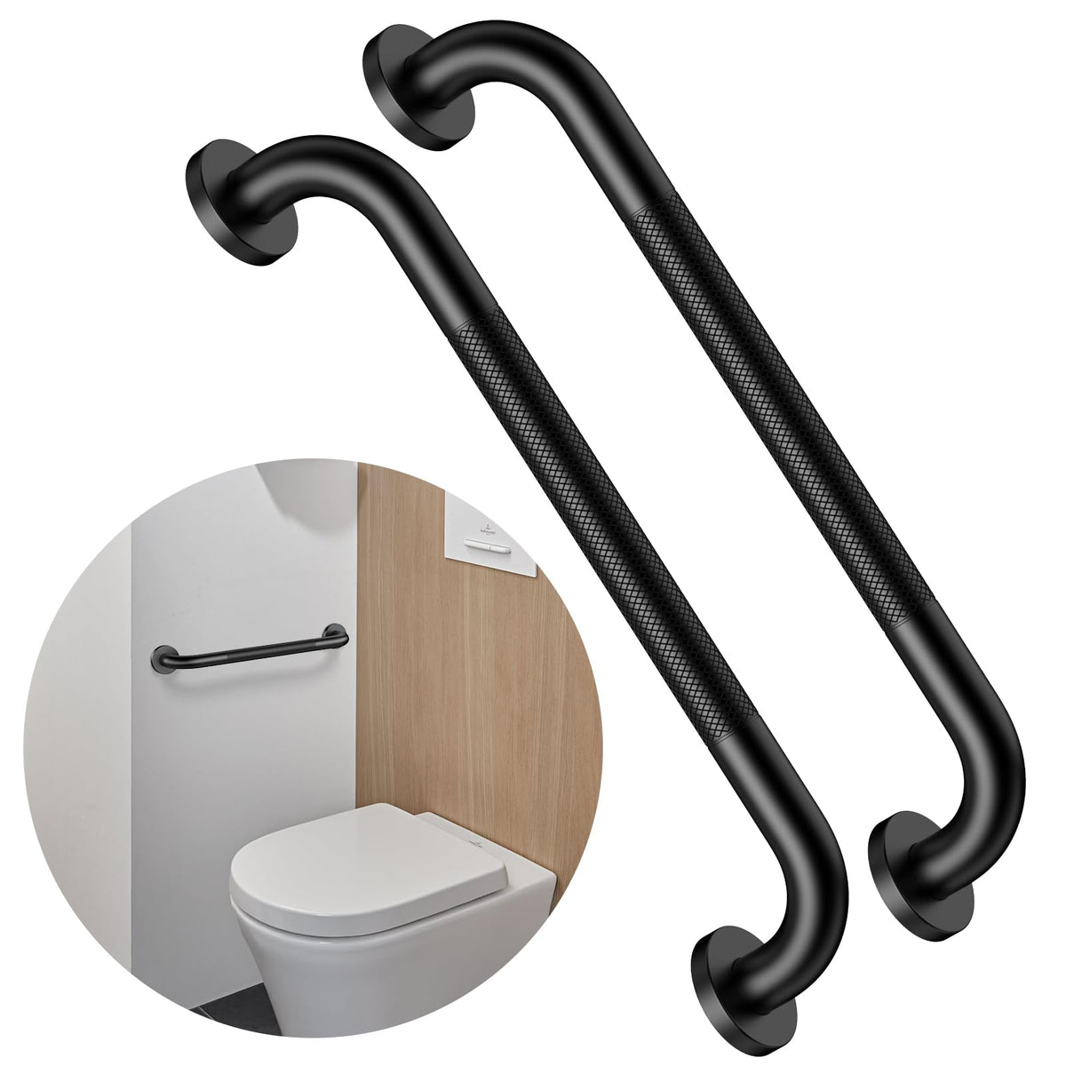 12 Inch Anti Slip Grab Bars for Wall, Munzong Stainless Steel Shower Bars