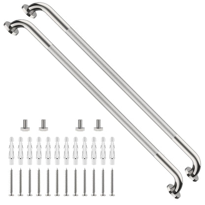 2 Pack 24 Inch Polished Chrome Anti Slip Knurled Shower Grab Bar