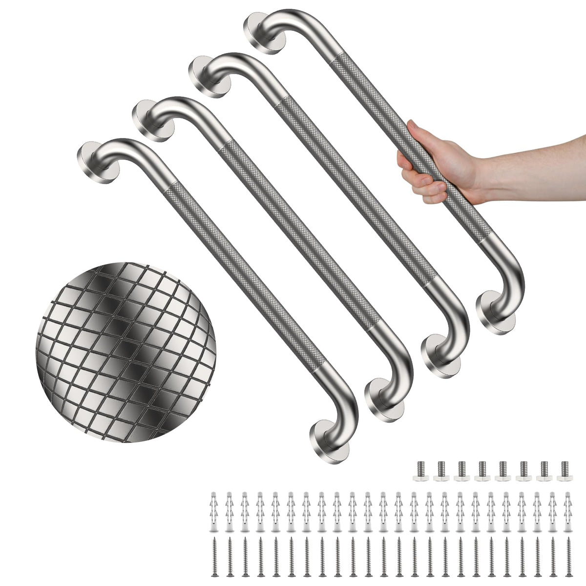 4 Pack 32 Inch Shower Grab Bar,Brushed Nickel Bathroom Grab Bar Handle