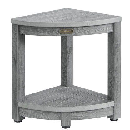 KaimuBench Corner Shower Stool for Inside Shower Waterproof, Poly Lumber Bathroom Shower Corner Bench Seat, Plastic Shower Chair Seat, Shower Shaving Foot Rest with Adjustable Feet, Non-Slip, White