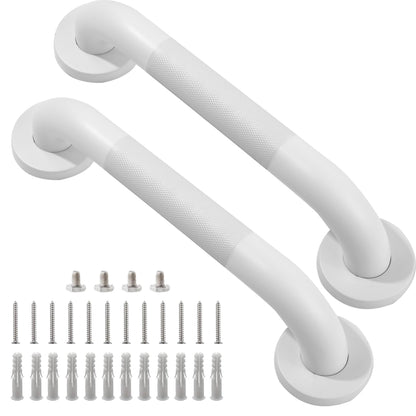 16 Inch Silver Anti-Slip Shower Grab Bars, 1.25" Diameter 2 Pack