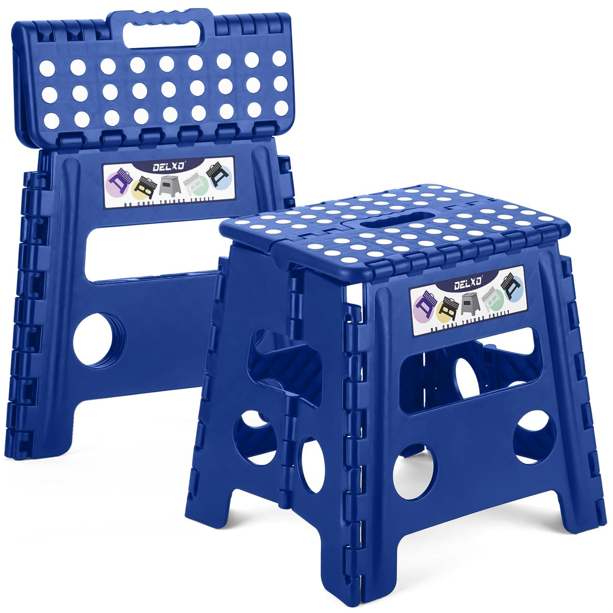 Delxo Folding Step Stool 13 Inch,300 Lbs Step Stool for Adults Black