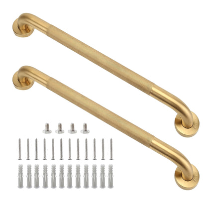 16 Inch Silver Anti-Slip Shower Grab Bars, 1.25" Diameter 2 Pack