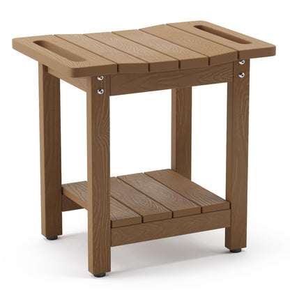 LUE BONA HDPS Shower Benches for Inside Shower, Gray Shower Stool for Shaving Legs with Shelf, Waterproof Shower Chair Seat for Spa Bathroom, Weather Resistant/Non-Slip/Handles/Indoor or Outdoor Use
