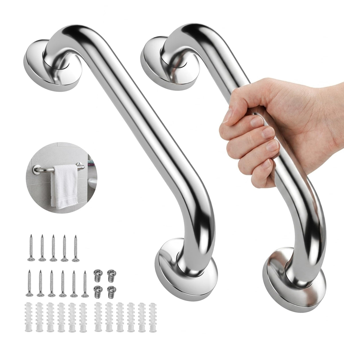 Grab Bars for Shower 2 Pack, Stainless Steel Bathroom Grab Bar for Seniors