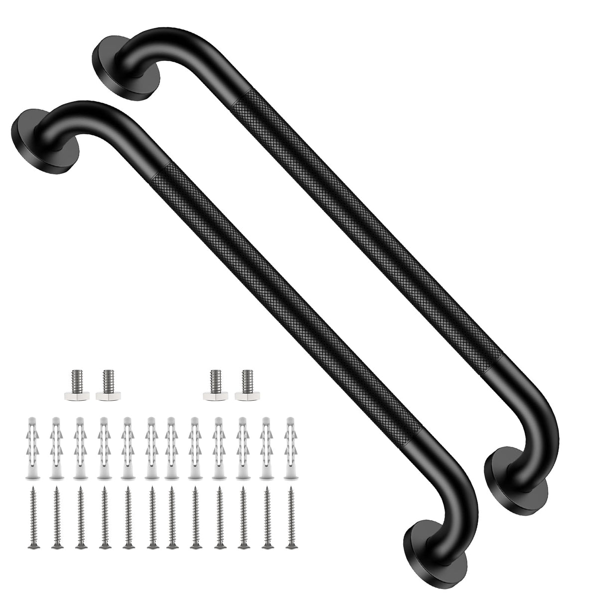 ZUEXT 2 Pack 16 Inch Chrome Anti Slip Shower Grab Bar with Knurled Grip