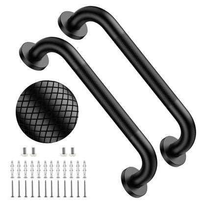 2 Pack 24 Inch Polished Chrome Anti Slip Knurled Shower Grab Bar