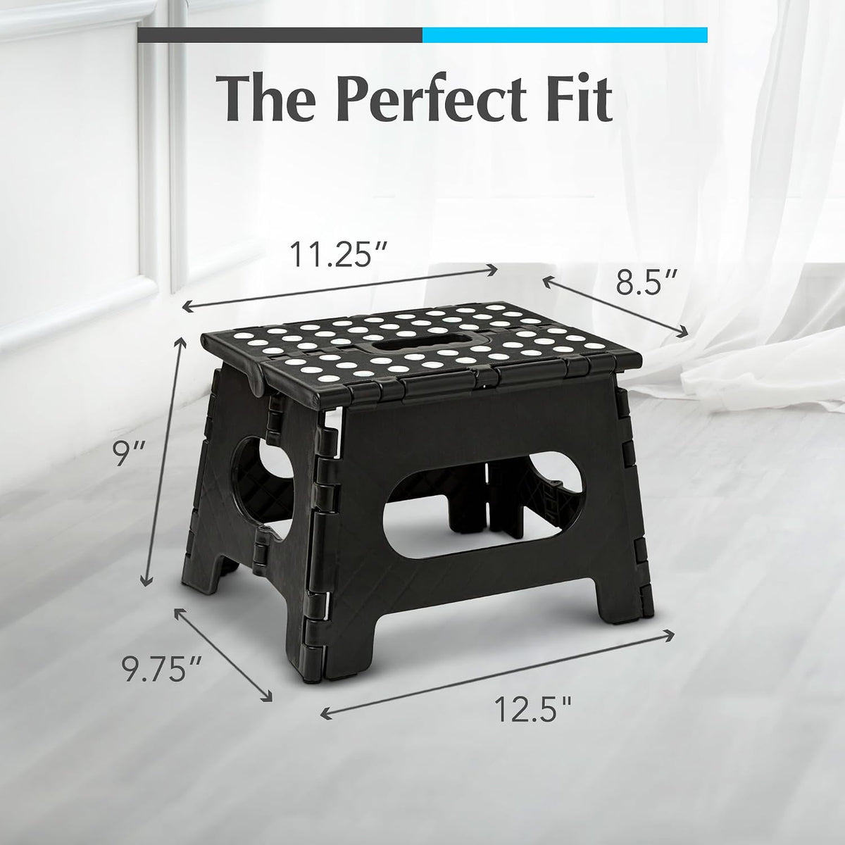 Handy Laundry Folding Step Stool 9 Inch, Black, Non-Slip Holds 300 lbs
