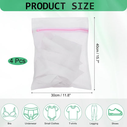 uxcell 4pcs Mesh Laundry Bags Delicates 12"x16"Mesh Washing Bags Fine Pink