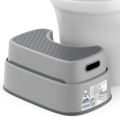 MR.SIGA Toilet Stool Squat Adult Bathroom Foot Stool, Light Gray&Dark Gray
