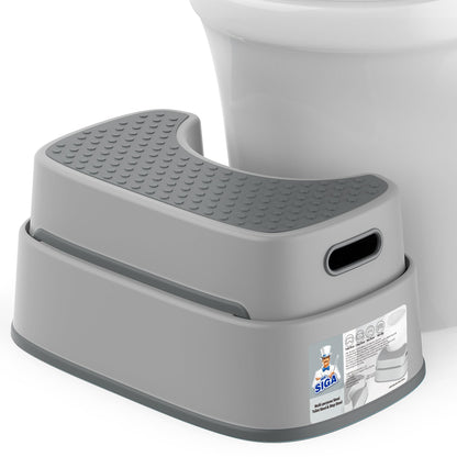 MR.SIGA Toilet Stool Squat Adult Bathroom Foot Stool, Off-White & Dark Gray