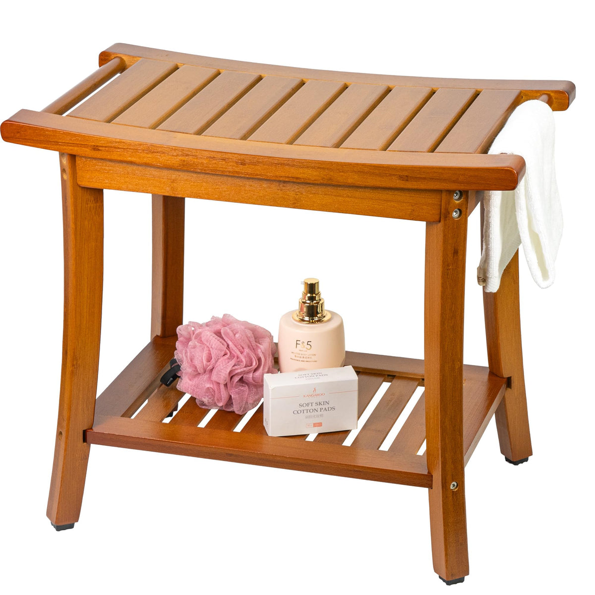Utoplike Teak Shower Stool, Compact Showers Bench, Foot Rest Shaving Legs