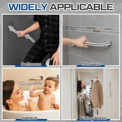2 Pack Wave Grab Bar Decorative 16 Inch Stylish Stainless Steel Brushed Finish Safety Shower Bar Wall Mounted for Bathroom Bathtubs Toilet Steps Bed Seniors Elderly Handicap Pregnant Women