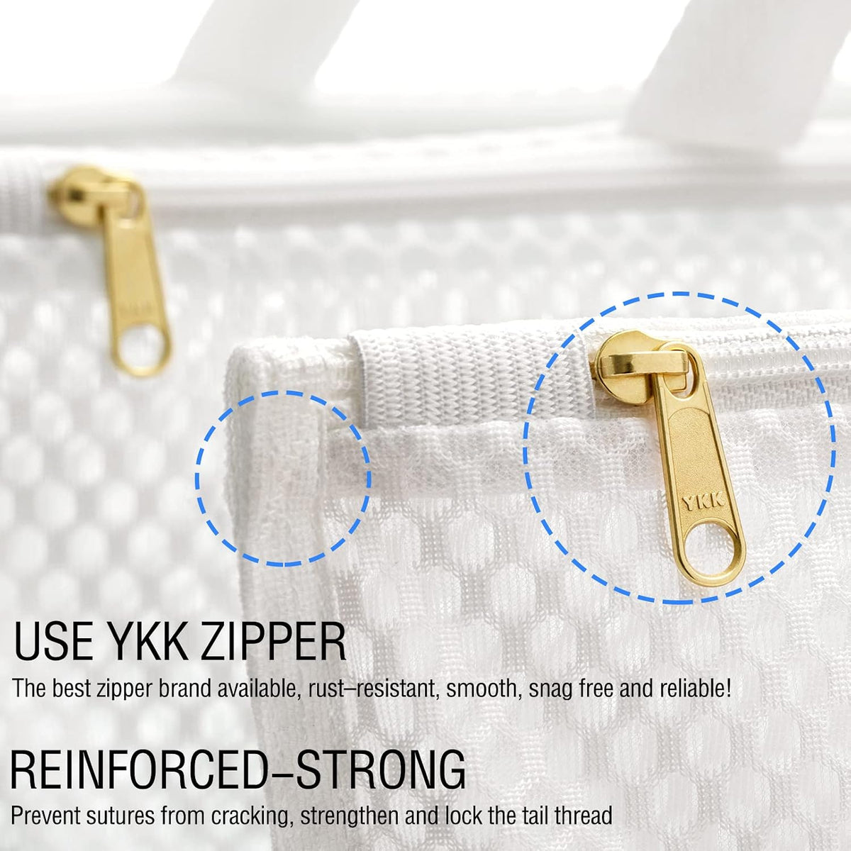 Tenrai Laundry Bag Mesh Wash Bag，Use YKK Zipper，Tote Bag Bathroom Hanging, Bra Fine Mesh Wash Bag for Underwear 3 Bags（3L Cellular Mesh）
