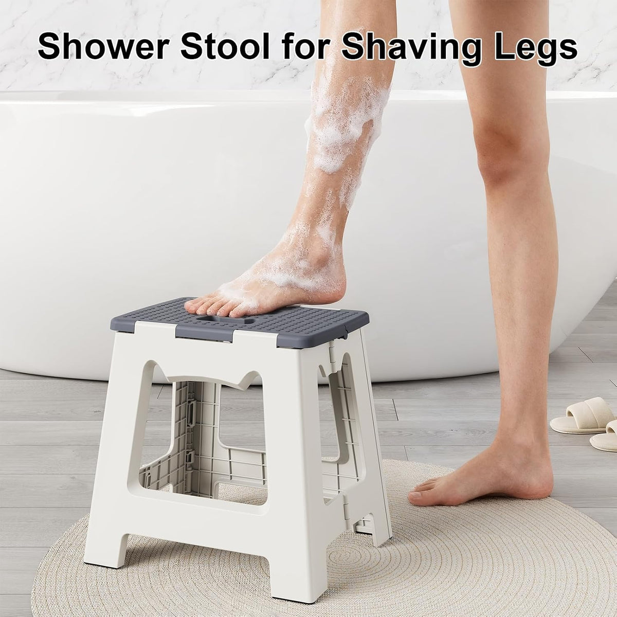 Foldable Shower Stool for Shaving Legs, Plastic Chair for Inside Shower
