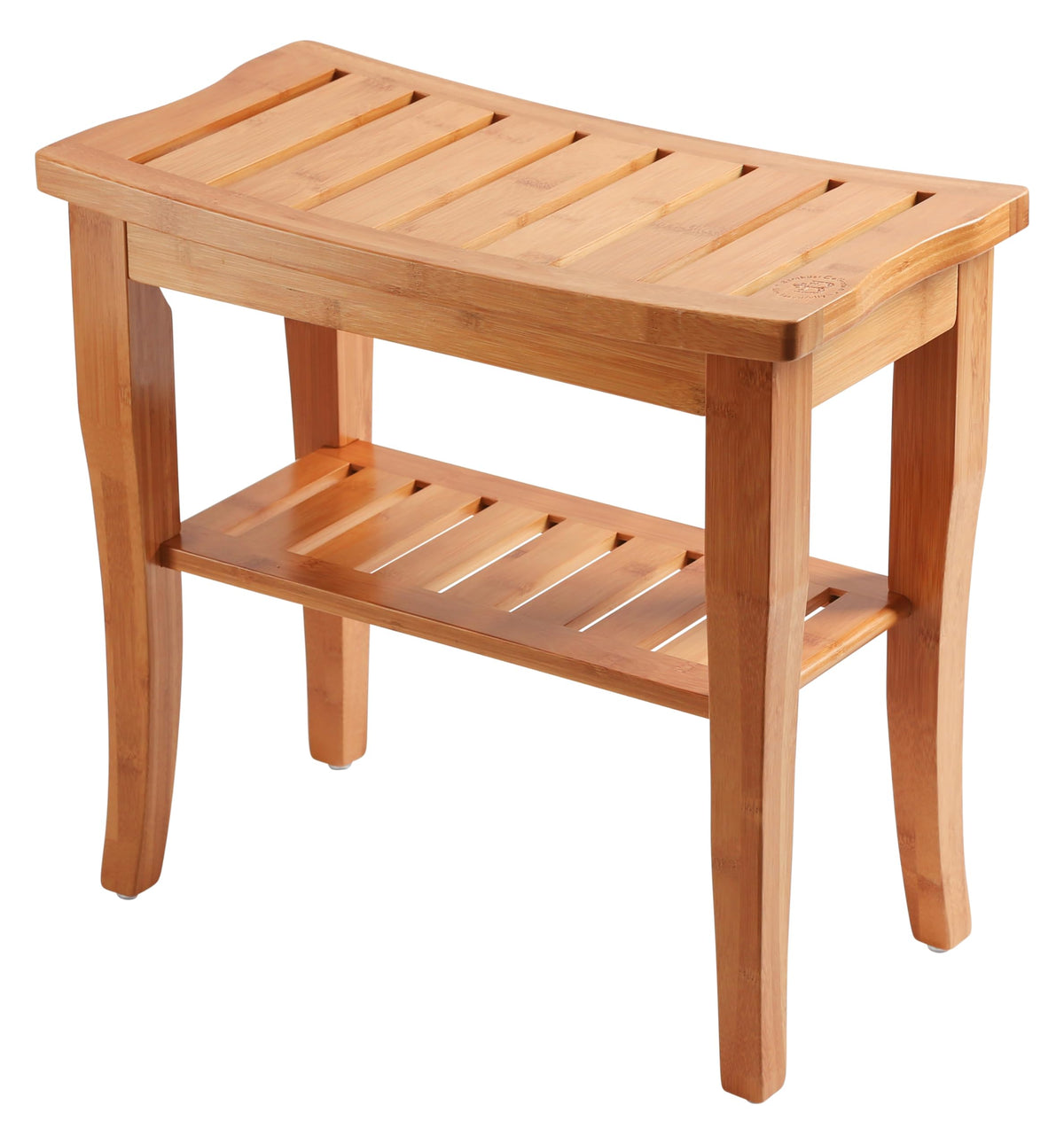 Bamboo Shower Bench - Wooden Shower Stool with Storage Shelf, Non Slip Seat