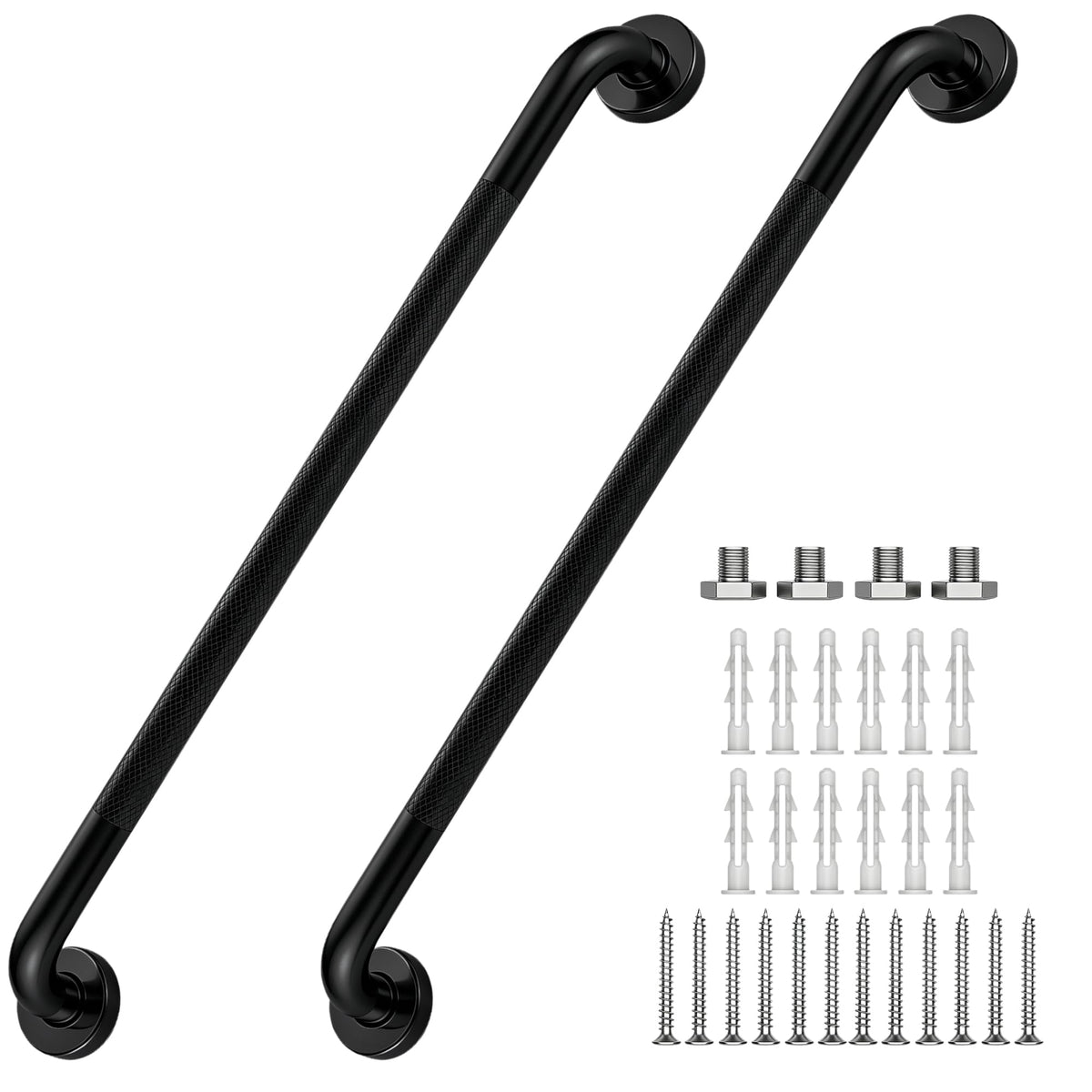 16 Inch Grab Bars 1.25" Dia,2 Pack Brushed Nickel 304 Stainless Steel Bathroom Grab Bar,Anti Slip Knurled Safety Bar,Wall Mount Handicap Grab Bars,Support Handrail for Seniors Elderly Injury