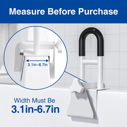 Bathtub Safety Rail, Bathtub Handle Grab Bar with Non-Slip Grip for Seniors, Elderly, Fits 3.1 to 6.7 Inch Tub Walls, Supports 300 lbs