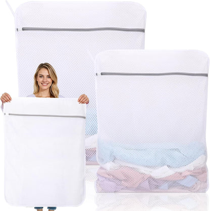Dntorx 2 Pack Extra Large Mesh Laundry Bags for Delicates, 24x32In+35x43In
