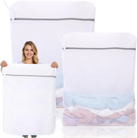 Dntorx 2 Pack Extra Large Mesh Laundry Bags for Delicates, 24x32In+35x43In