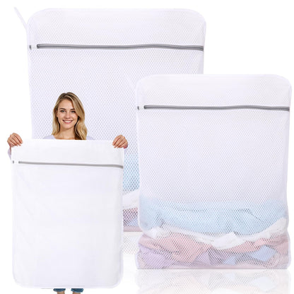 Dntorx 2 Pack Extra Large Mesh Laundry Bags for Delicates, 24x32In+35x43In
