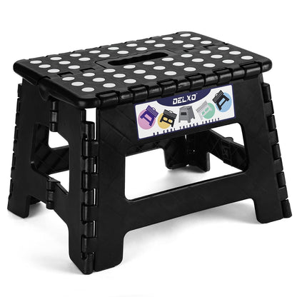 Delxo Folding Step Stool 13 Inch,300 Lbs Step Stool for Adults Black