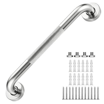 16 Inch Grab Bars 1.25" Dia,2 Pack Brushed Nickel 304 Stainless Steel Bathroom Grab Bar,Anti Slip Knurled Safety Bar,Wall Mount Handicap Grab Bars,Support Handrail for Seniors Elderly Injury
