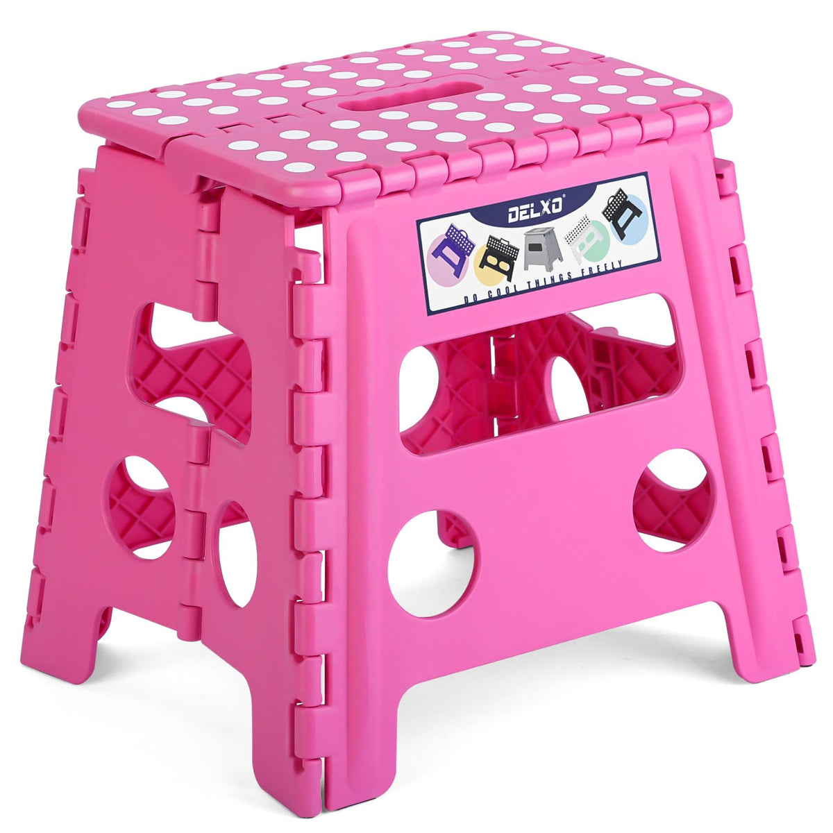 Delxo Folding Step Stool 13 Inch,300 Lbs Step Stool for Adults Black