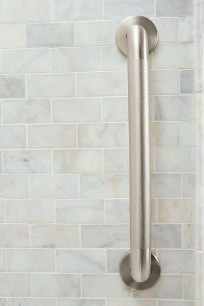 Moen Home Care Bathroom Safety 18 Inch Stainless Steel Handicap Grab Bar for Bathtub and Shower, Slip Resistant Finish, Elderly Assistance Product, Polished Brass, R8918P