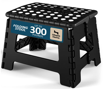 Utopia Home Folding Step Stool 9 Inch, Anti-Slip, White, 1-Pack