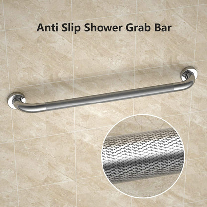 2 Pack 24 Inch Polished Chrome Anti Slip Knurled Shower Grab Bar