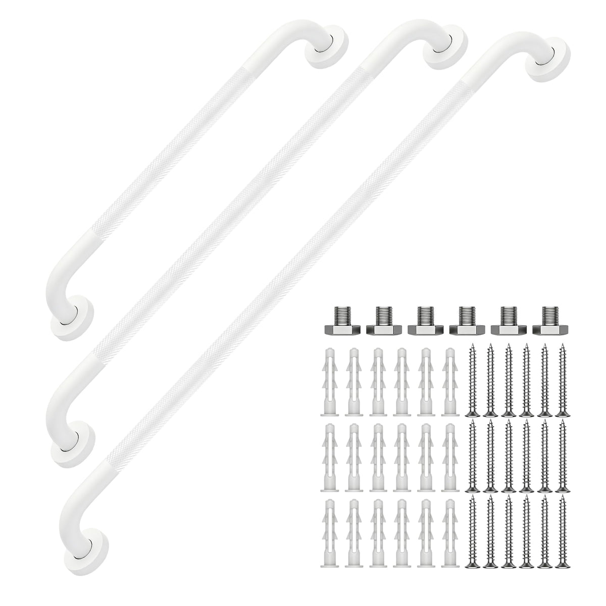 16 Inch Grab Bars 1.25" Dia,2 Pack Brushed Nickel 304 Stainless Steel Bathroom Grab Bar,Anti Slip Knurled Safety Bar,Wall Mount Handicap Grab Bars,Support Handrail for Seniors Elderly Injury