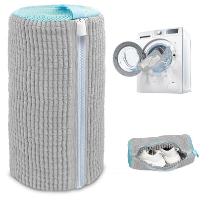 Shoe Washing Machine Bag,Laundry Shoe Bag for Washer and Dryer,Reusable Shoe Cleaning Bag for Sneakers,Tennis Shoes,With Self-locking Zipper, Microfiber Inside (2, Light =Grey)