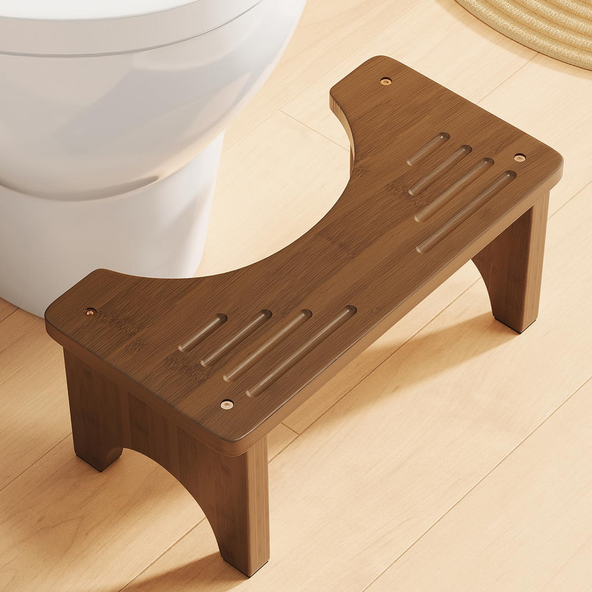 Uaniar Bamboo Toilet Poop Stool, Wooden Squatting Potty for Adults Pooping