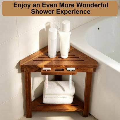 Shower Foot Rest for Shaving Legs, Corner Shower Bench with Razor Holder